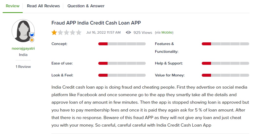 India All Credit Cash Loan App Review
